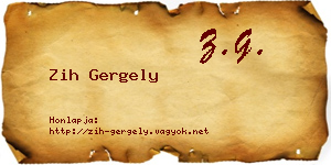Zih Gergely névjegykártya